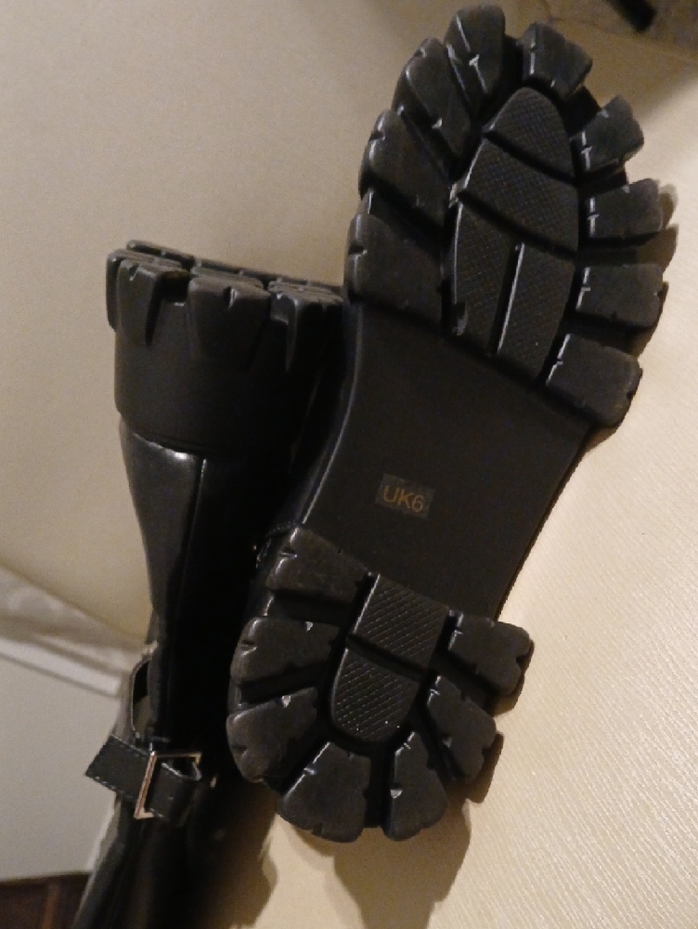 EGO Black Lace-Up Lug Platform Boots - Picture 2 of 4
